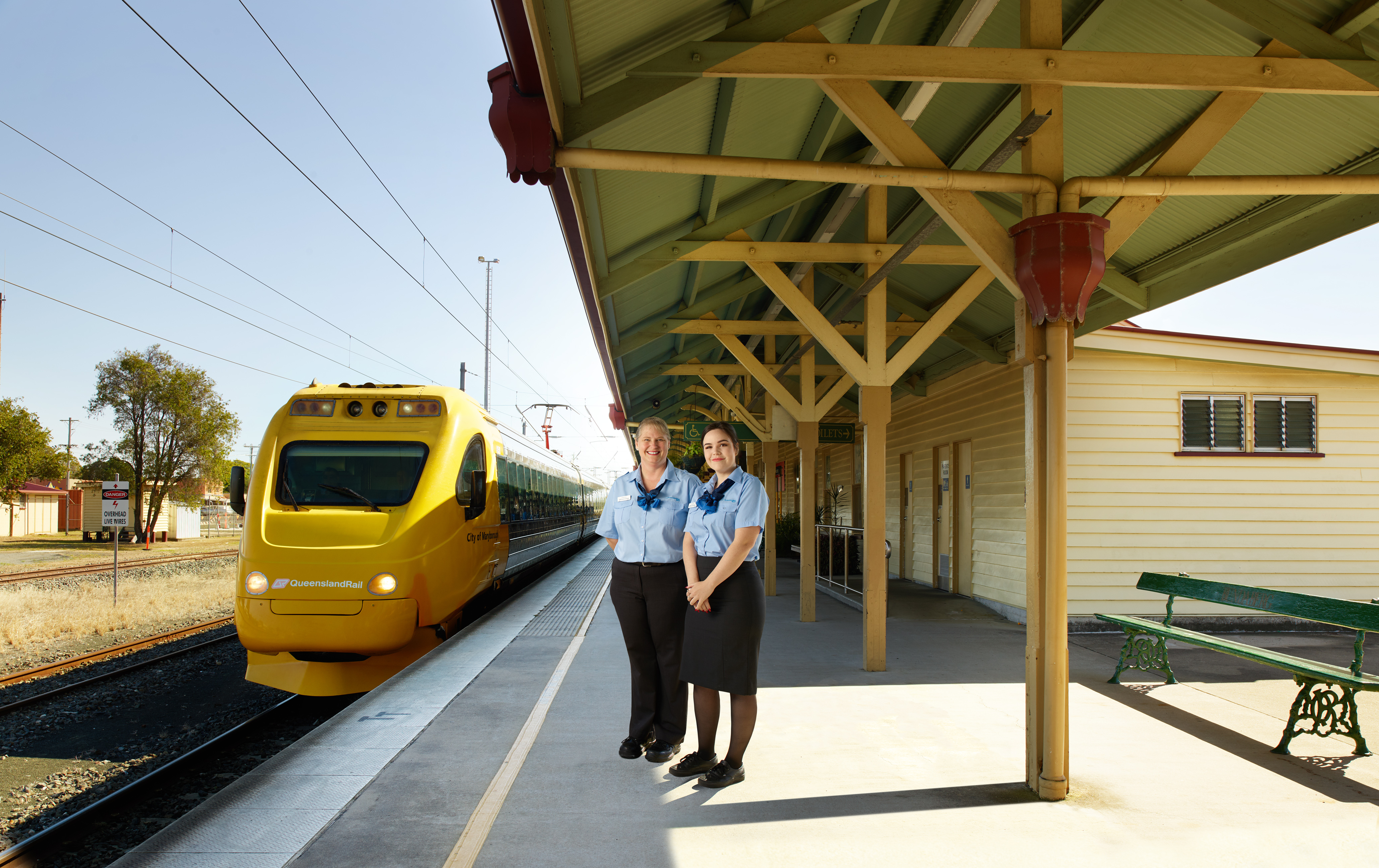 Staff on the platform at Bundaberg station