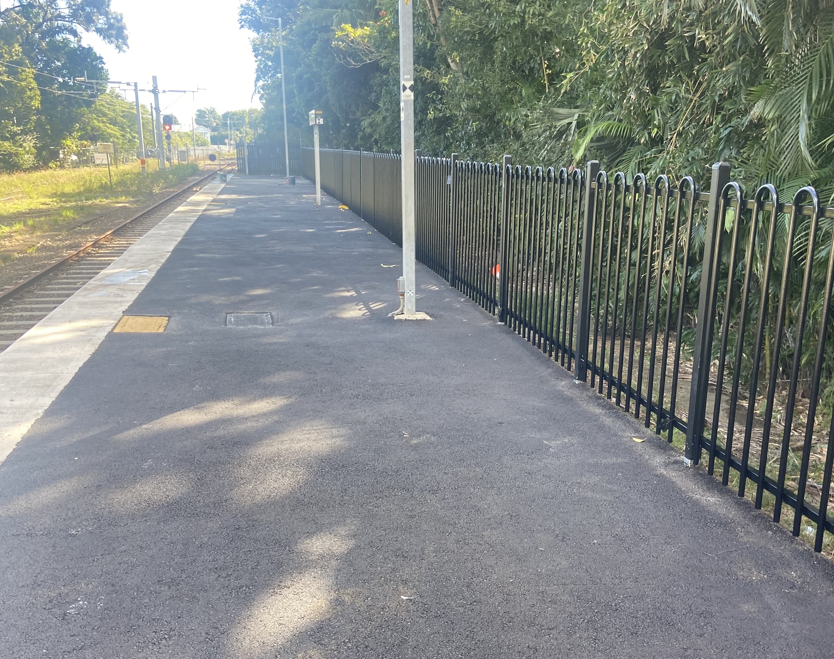 Image of the low level platform with new asphalt and fencing