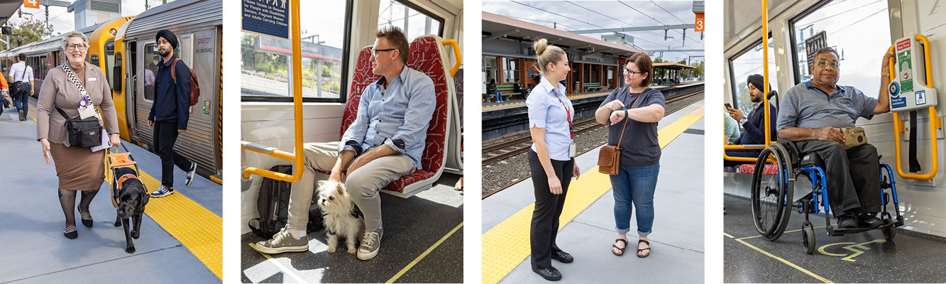 Everybody's journey is different image showing a customer sitting on a wheelchair with few other customers travelling in train 