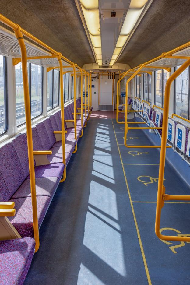 Inside view of allocated spaces and seats in an IMU 100 carriage