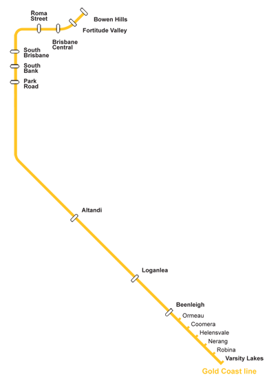 Gold Coast Train Map