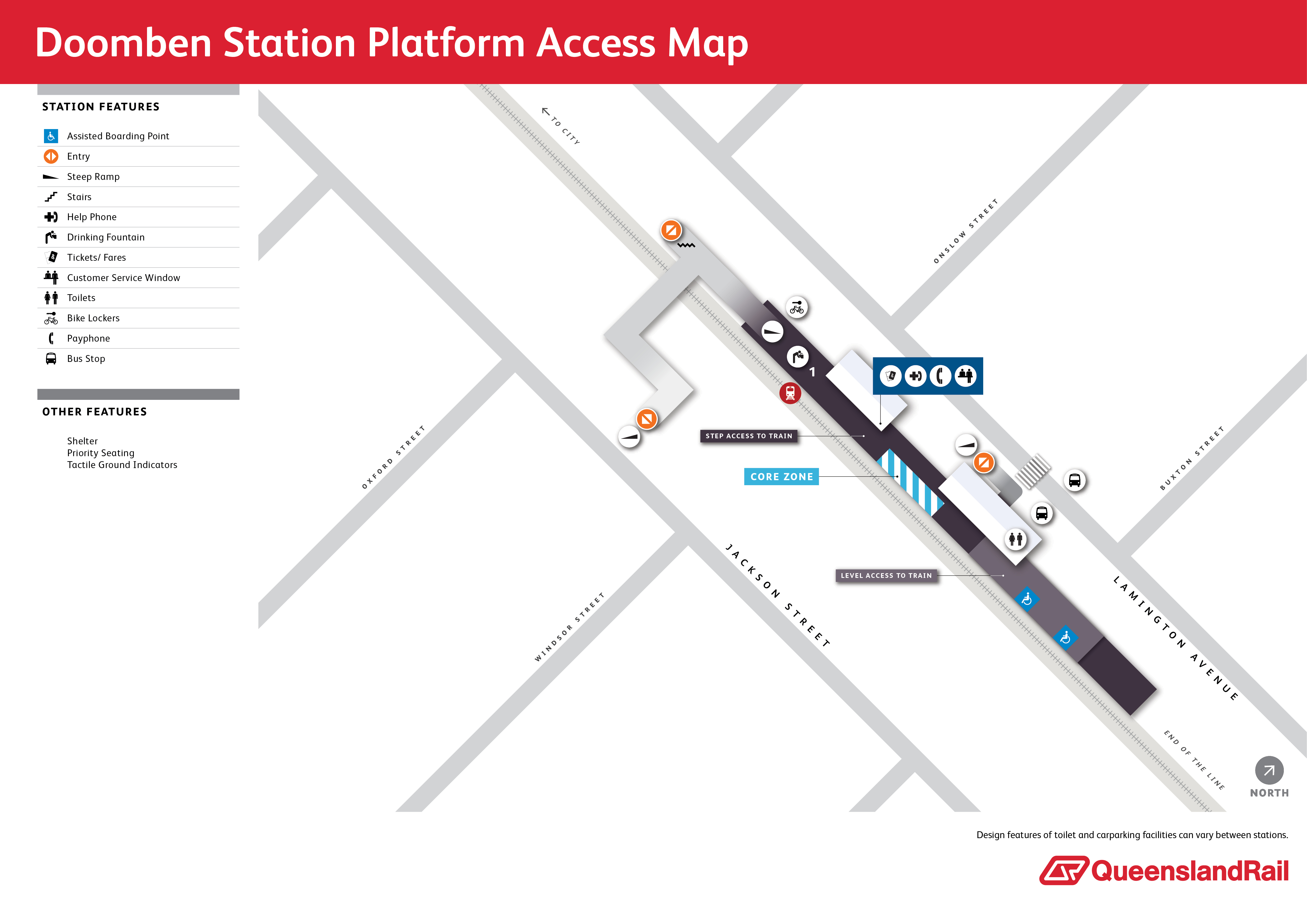 Station map and audio description of Doomben station, opens in a new tab.