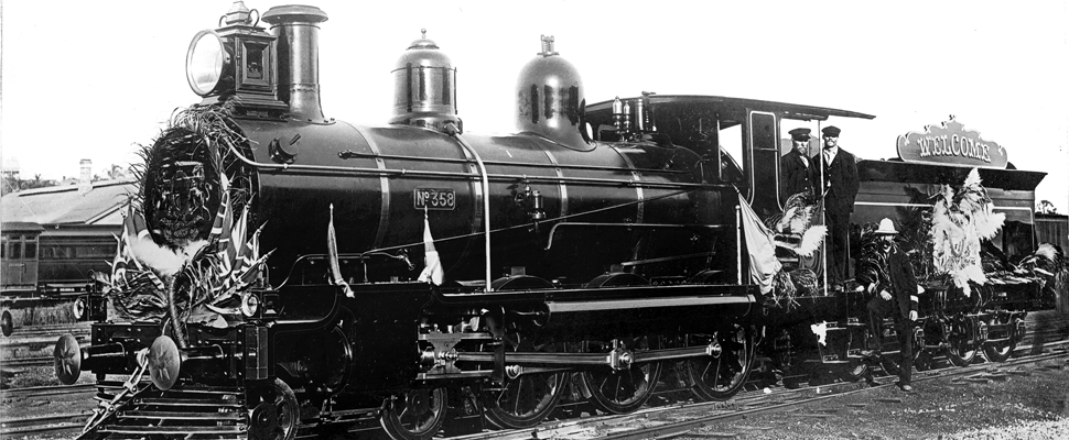 A black and white photograph shows steam locomotive PB15 No. 358,full image description is available below.