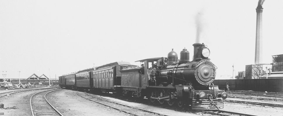 A black and white photograph that shows steam locomotive PB15 No. 356,full image description is available below.